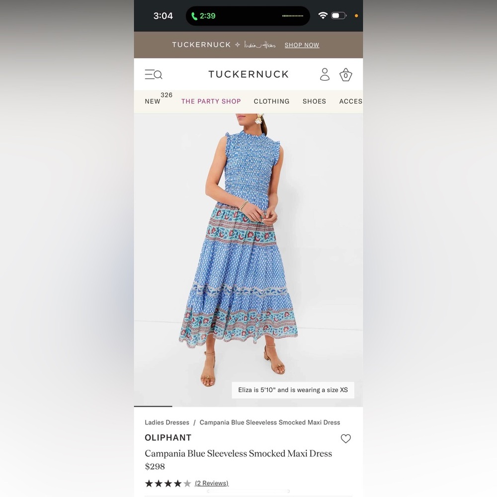 NWD
OLIPHANT
Campania Blue Sleeveless Smocked Maxi Dress